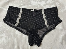 Vtg NWOT CACIQUE Sheer Mesh Embroidered Lace 18/20 Black Polka Dot Panties 49