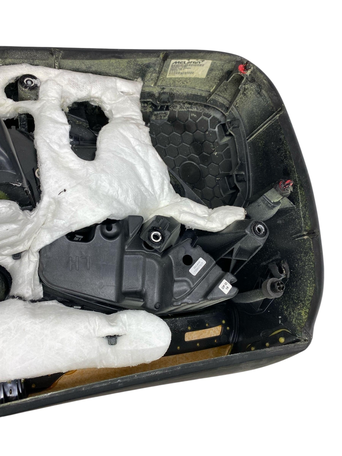 2019-2021 MCLAREN 600LT SPIDER LEFT INNER DOOR TRIM PANEL W/O SWITCHES *SCUFFED*