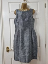 HOBBS Invitation Dress UK 12 Grey Silver Pencil Occasion Wedding Guest Formal