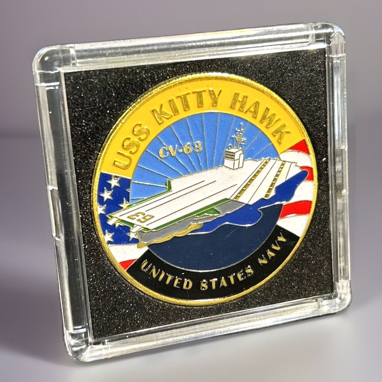 US NAVY CHALLENGE COIN-USS KITTY HAWK - CV-63 W/2x2 ST CASE!-image