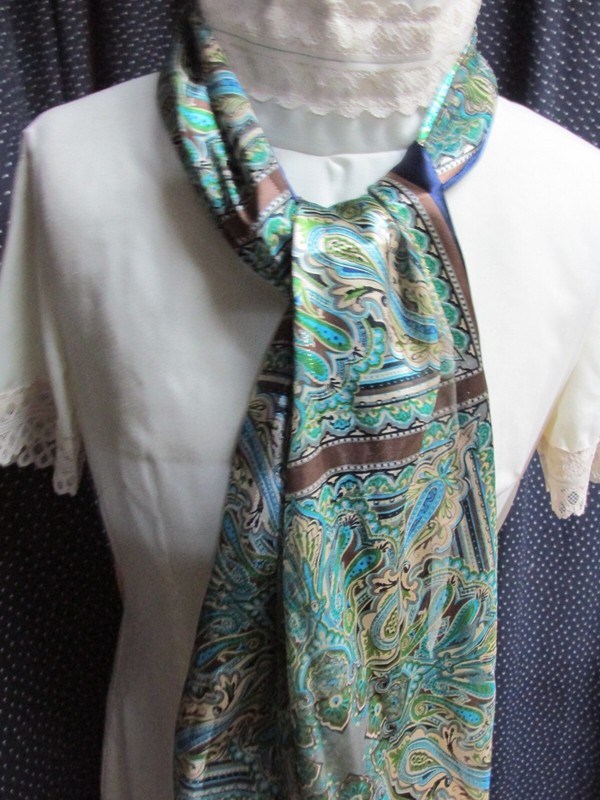 ""NAVY & GREEN OBLONG SCARF"" - NWT - BASHA - GREAT GIFT
