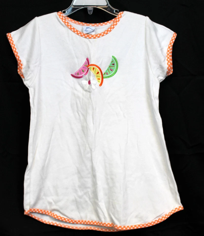 Chez Ami 2 piezas Conjunto Pantalones Cortos Camisa Pequeña 4-5 Naranja Guinga Cítricos Margarita Flor Summe Foto 2 de 4