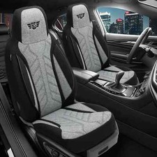 2x Sitzbezüge passend für Chevrolet Aveo T300 (Schwarz-Hellgrau) Pilot HERM201