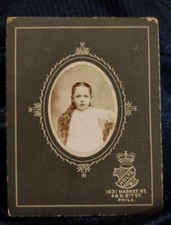 Beautiful Young Girl w/ Long Hair Mini Cabinet Card Photo. 3.5"x2.5 Philadelphia