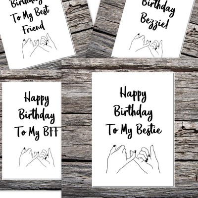 Funny Happy Birthday Card Curly Font To My Best Friend Bff Bestie