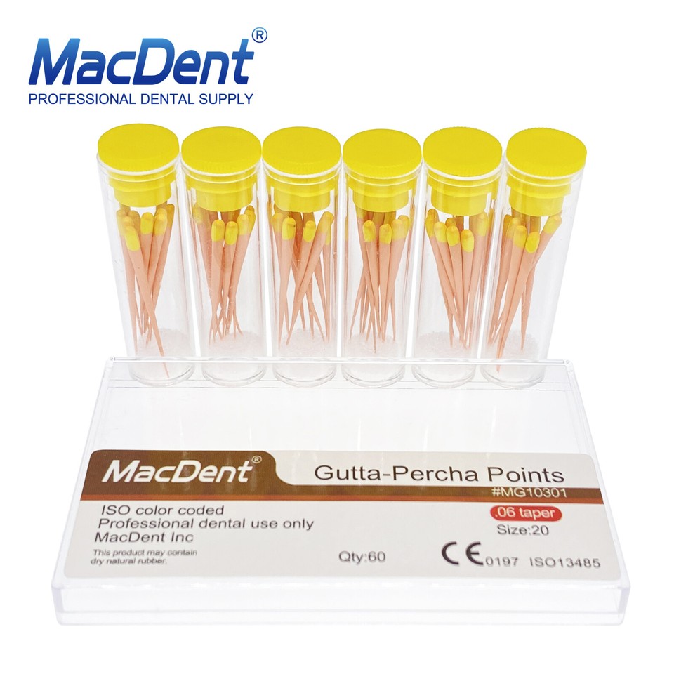 Points En Gutta-Percha MacDent Pour Endodontie - Cônes Absorbants Et Papier Points, Taper 02/04/06