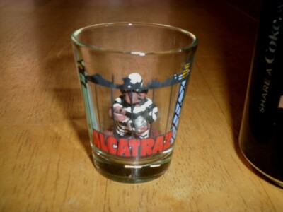 ALCATRAZ PRISON [ 3-D PRISONER INSIDE GLASS ], Glass Shot Glass, Vintage