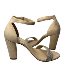 ALDO Women  s Jerayclya Nude Suede High Heel Ankle Strap Sandals Size 8
