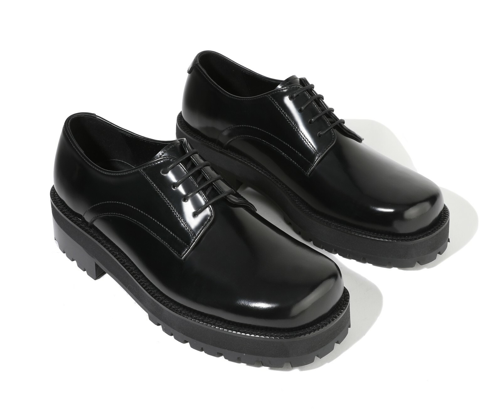 SAOLA Scarpe da derby Firenze Atelier uomo in pelle nera punta rotonda larga suola Vibram