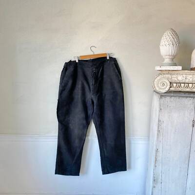 40 waist BLACK moleskin pants Trousers French workwear RARE heavy 