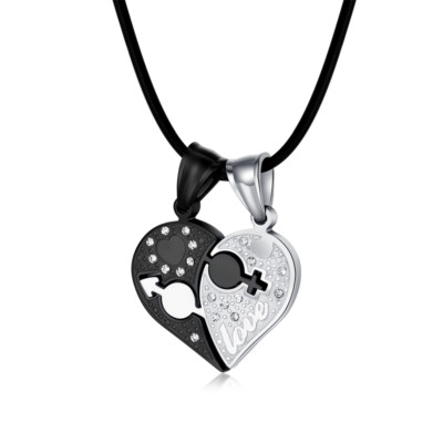 TT Stainless Steel Love Pendant Lock Key For Couple Two Free Chain (NP358) NEW