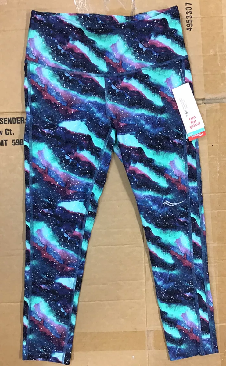 Saucony Women's Fortify Crop Dusk Watercolor Galaxy Print Leggings