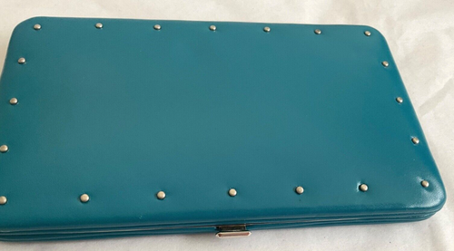 LODIS Framed Wallet Clutch Studded Blue Leather New - Picture 15 of 18