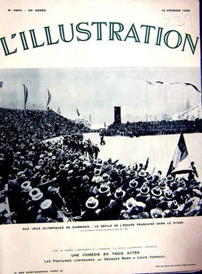 Original Old Vintage Print Winter Olympics Garmisch Stadium Sport 1936 20th