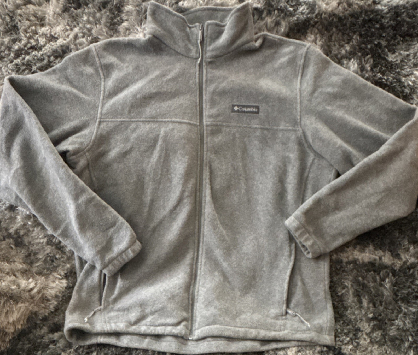 Columbia Men's Gray Full Zip Fleece Jacket XL Zipped Pockets Outdoor Casual