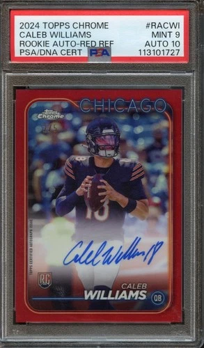 2024 Topps Chrome Caleb Williams - Rookie Auto - Red /5 - PSA 9 MINT