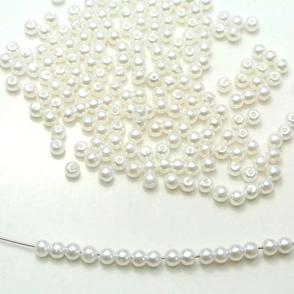 10000 cuentas redondas de perlas de imitación blancas puras perlas de imitación de 3 mm mini cuentas espaciadoras Foto 4 de 4