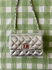 Borsa donna Vera Pelle trapuntata vera pelle tracolla a mano argento metallizzato