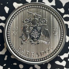 2017 Barbados Trident $1 Dollar Lot#OV1561 Silver! 1 Oz