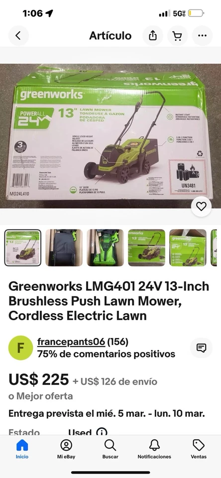 Greenworks Snow Thrower with 20-Inch Path - Image 4 of 4