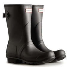 Hunter Women's Original Back Adjustable Short Rain Boots Black Size 7