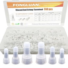 550pcs Closed End Crimp Connectors,Wire End Caps,24-10 Gauge Copper Core and