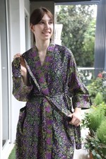 Pure Silk Black Green kimono Long Robe Gown Woman Silk Robe Kimono PS KMO5171