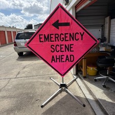 GENTLY USED Dicke Safety Products Emergency Scene Ahead 48 in. Fluorescent Pink