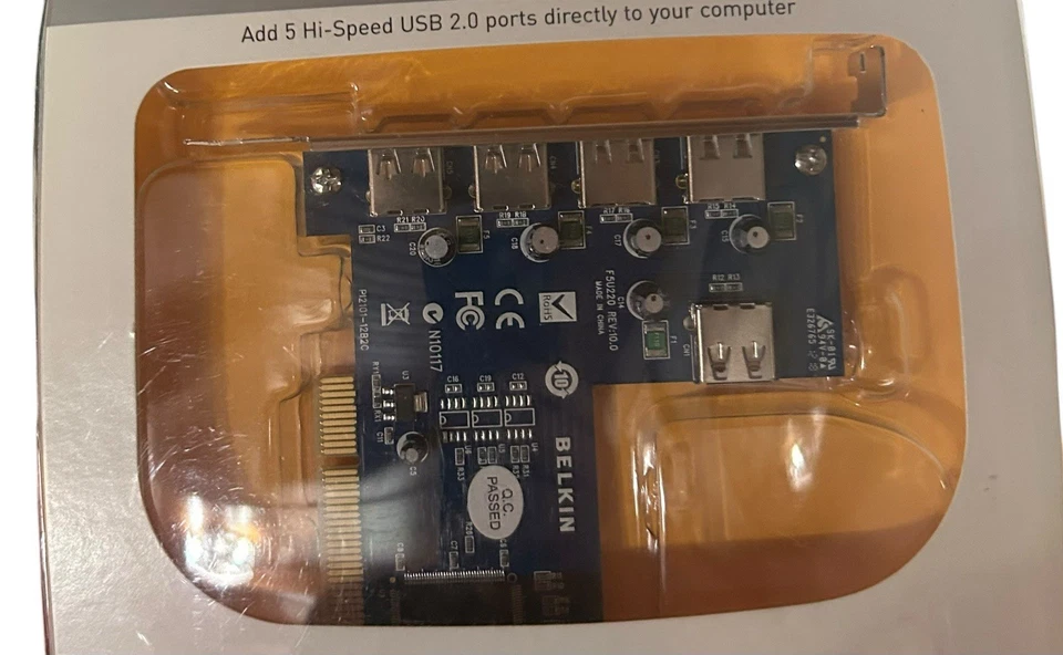 BELKIN USB 2.0 5-PORT PCI CARD - 1 Internal/4 External Mac PC New Open Box - Image 4 of 4