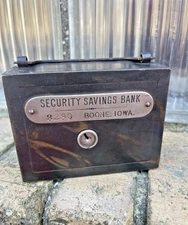 Vintage 1900 Boone IA Japan Flash Strong Box Still Bank Faux Copper WF Burns W