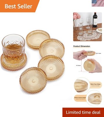 Modern Clear Coaster Set of 5- Glass Coasters for Drinks Crystal Coasters Rou...