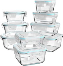 AILTEC Glass Food Storage Containers with Lids, 18 Piece Glass Meal Prep