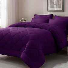 Purple Comforter Set Queen 7-Piece Bed in a Bag Soft Bedding Sheets Shams
