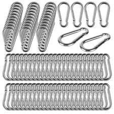 60PCS 3" Heavy Duty Spring Snap Hooks, M8 5/16" Galvanized Steel Carabiner Clips