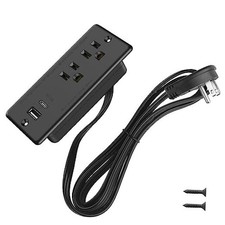 20W Recessed Power Strip Flat Plug, Desk Outlet with USB, 6FT 20W USB-C Ports