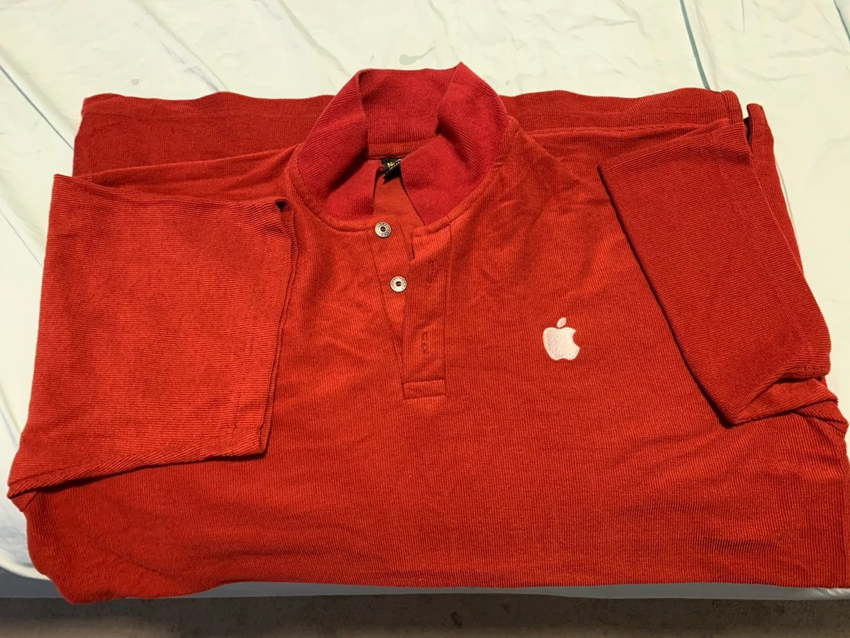 Vintage 90s Apple Computer Employee Short Sleeve Polo Shirt Red Ribbed XXXL