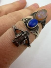 Vintage Sterling Silver Ring Lot Size 3-8 Stones Owl 3 Piece