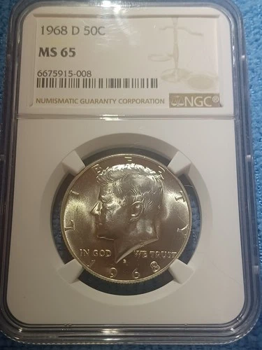 1968D Kennedy Half Dollars 40% Silver NGC MS 65 Beautiful Luster Free Shipping