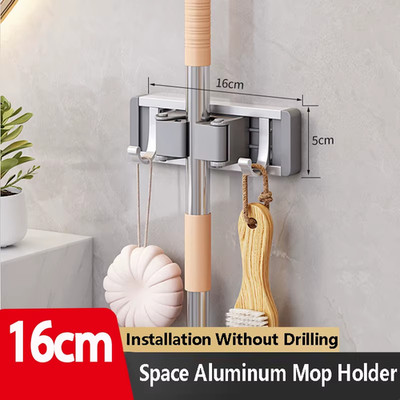 Wischmopp und Besen Organizer Wischmophalter Gestell Mopphalter Wandmontage Stark Besenmopp