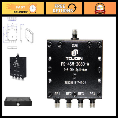 4-Way Passive Power Splitter for SMA Connectors, Coaxial Cable 2-8GHz RF/Microwa