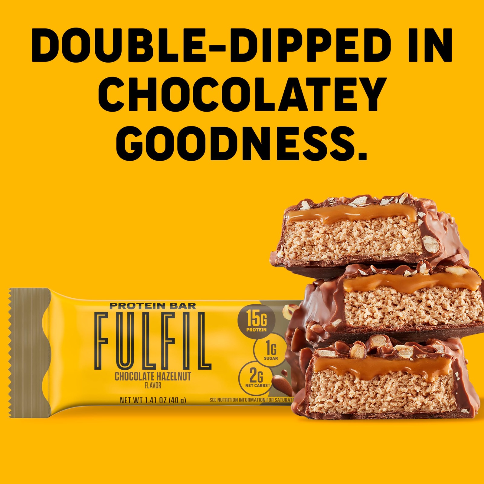 FULFIL Protein Snack Bars, Chocolate Hazelnut Flavored, Gluten Free with 15g ...