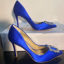Badgley Mischka Women's Heels Pumps Blue Rhinestone Brand New Never Worn Size 11