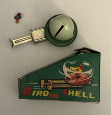 Vintage Bird in Shell Chick Easter Egg Tin Litho Metal Spinning Push Toy Broken