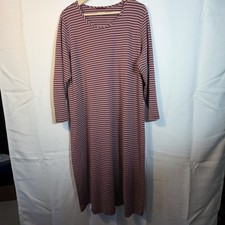 Land's End Maroon & White Stripe Midi Women's Size 2X 100% Cotton Casual C3