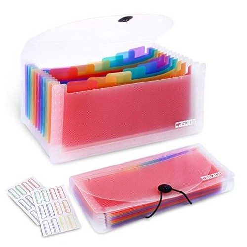 2 Pack 13-Pockets Expanding Accordion File Folder Mini Organizer Wallet for