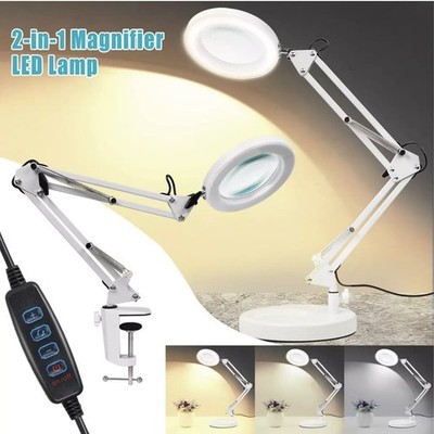 LED Lupenglas Schreibtischlampe mit Standklemme 