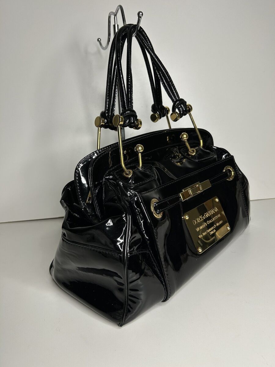 Dolce Gabbana Patent Leather Shoulder Bag Large Doctor Black