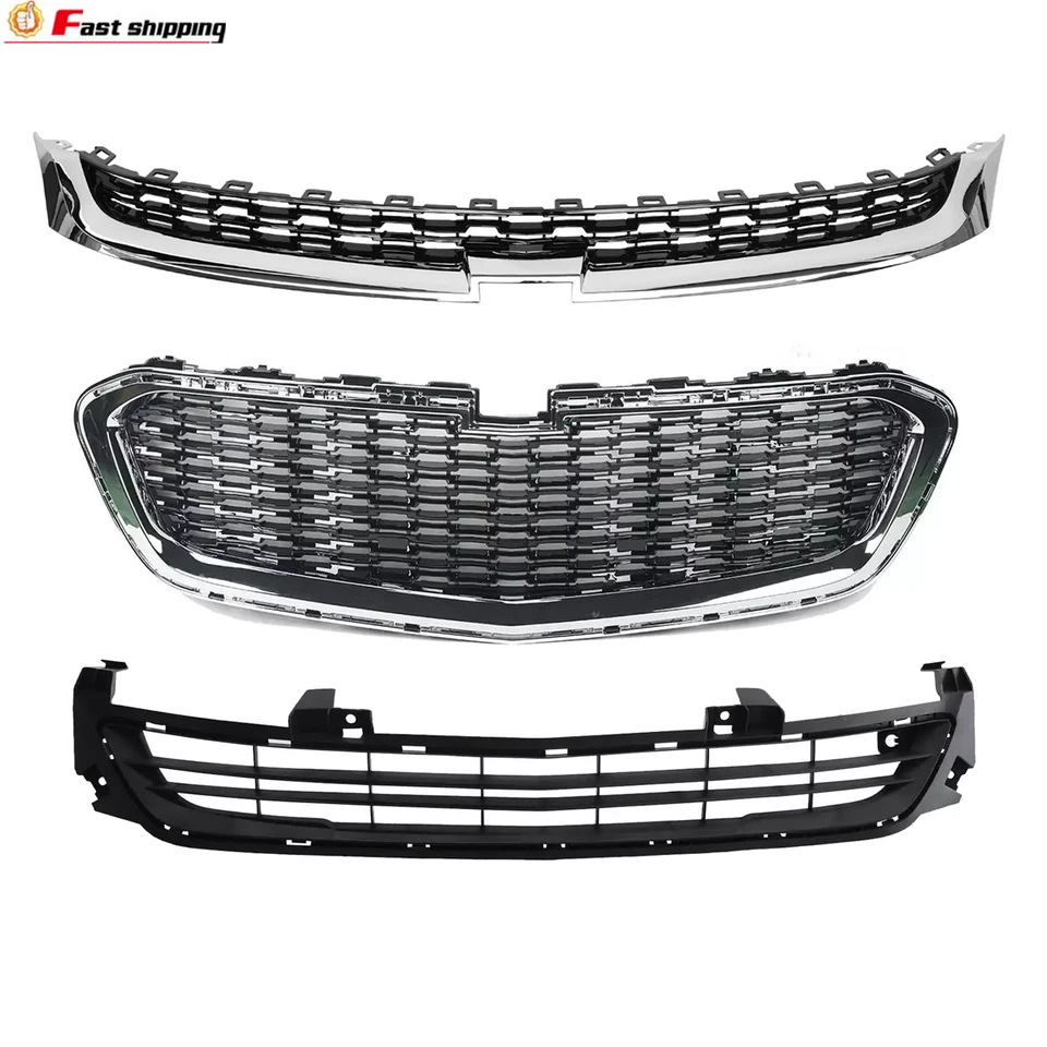 Juego de 3 piezas de rejilla delantera superior, central e inferior para Chevrolet Malibu 2014-2016 Foto 2 de 4