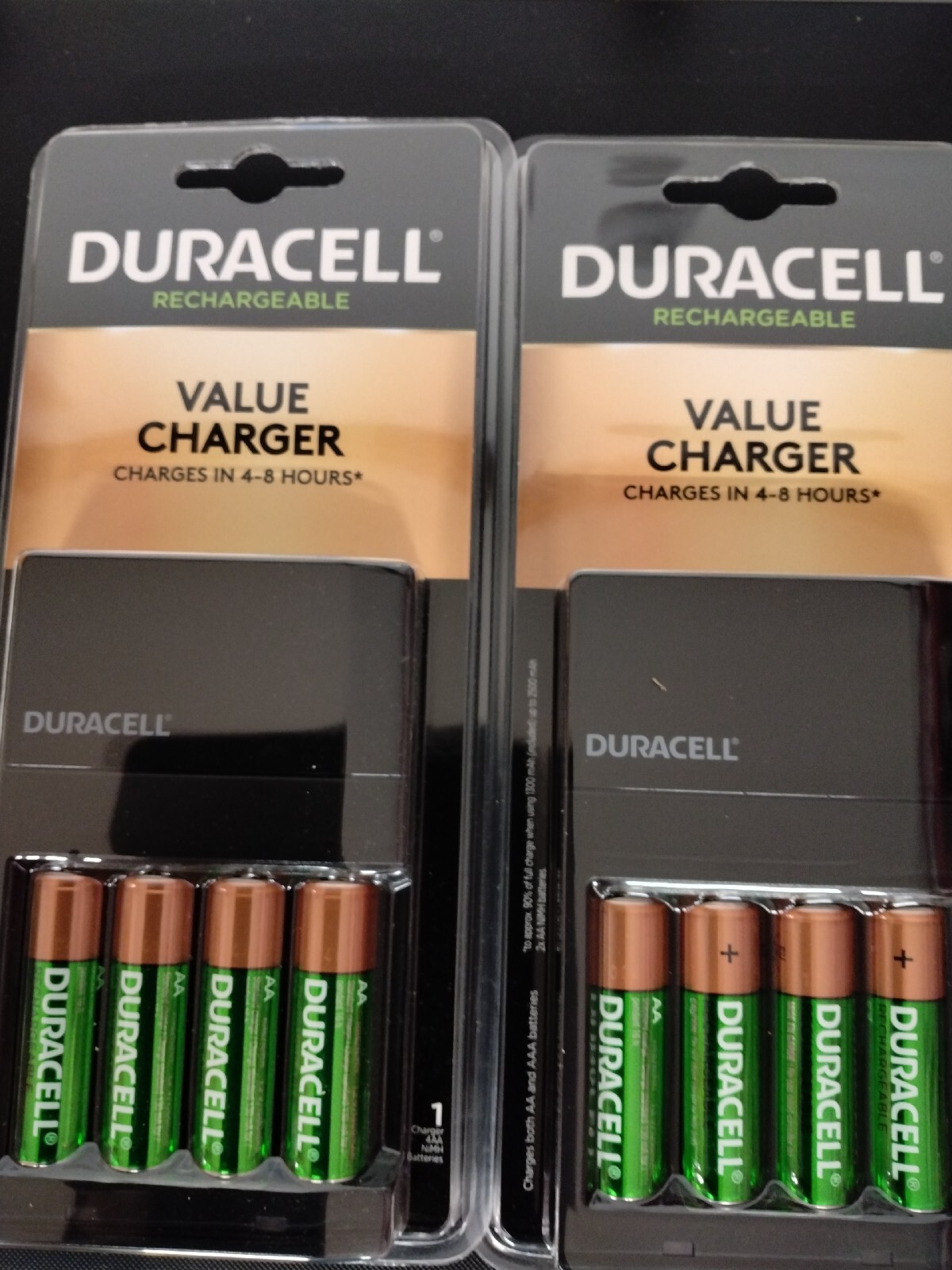 2pack Duracell CEF14 NiMH Battery Value Charger with 4 AA Batteries