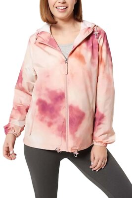 Centigrade Water Resistant Packable Hooded Zip Front Rain Jacket Rose